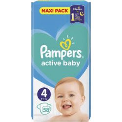 Pampers Active Baby Пелени 4 / 9-14кг/ 58бр.VPP