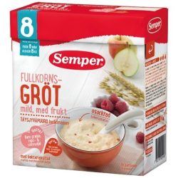   Семпер / Semper  Пълнозърнеста каша с круши, ябълки и малини с бифидус ефект (480 г) - 8 месеца