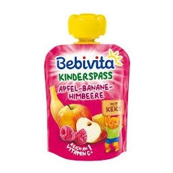   Bebivita Ябълка, БАНАН и малини с бисквити, 90g 