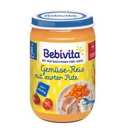   Bebivita Зеленчуци с ориз и Пуешко месо 8+м., 220гр.