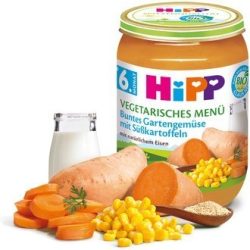   HIPP БИО Вегетарианско меню градински зеленчуци със сладки картофи 6м