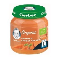   GERBER - Гербер пюре Organic Морков и сладък картоф- 125g