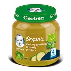   GERBER - Гербер пюре Organic Зелен грах броколи и тиквички - 125g