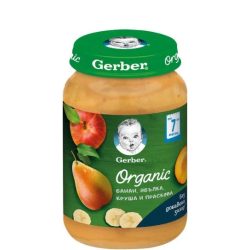   GERBER - Гербер пюре Organic  Банан , ябълка, круша, праскова, 190 g