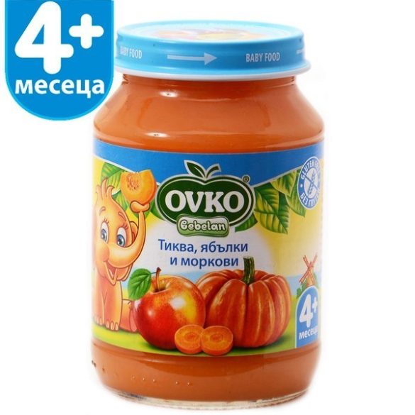 Ovko Тиква с ябълки и морков от 4-ия месец 190 гр.