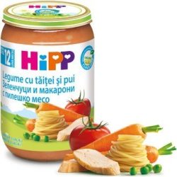   HIPP БИО Зеленчуци и макарони с пилешко месо 12м 220g