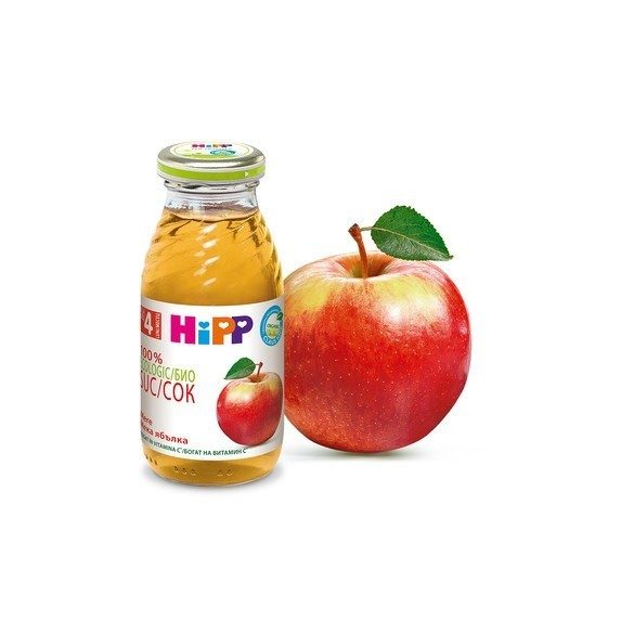 HIPP БИО Сок от мека ябълка 4+м. / 200мл./08.2023г
